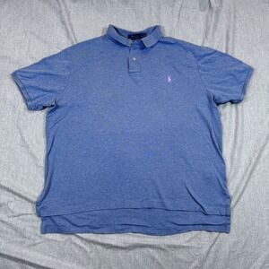 Polo Ralph Lauren Shirt Mens XL Blue‎ Custom Fit Pink Pony Classic Cotton